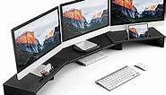 LORYERGO Triple Monitor Stand, 52 Inch Long Large Monitor Riser with 2 Slots for Phone & Tablet, Length and Angle Adjustable Computer Stand, Desktop Stand for Computer, Screen, Tablet, Printer