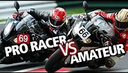 How much faster is a professional motorcycle racer?