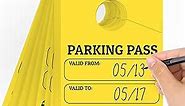 MESS Parking Permit Hang Tag (001-500 Numbered) Parking Pass Hangtags - Car Parking Tags for Parking Lot - Hanging Parking Permit - Temporary Car Tags for Rear View Mirror, Windshield 3x5" (Yellow)