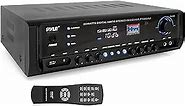 Pyle Home Audio Power Amplifier System - 300W 4 Channel Theater Power Stereo Sound Receiver Box Entertainment w/USB, RCA, AUX, Mic w/Echo, LED, Remote - for Speaker, iPhone, PA, Studio - PT390AU.5