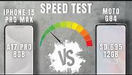 iPhone 15 Pro Max vs Motorola G84 - Speed Test + RAM Management