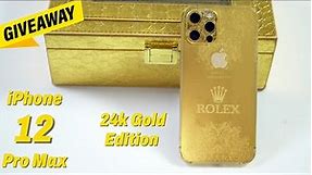 iPhone 12 Pro Max 24k Gold Edition Unboxing And Review | GIVEAWAY | Hindi
