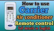 How to use carrier air conditioner remote control function demo in English| carrier ac remote demo