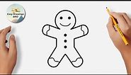 Drawing gingerbread man tutorial | How to draw a gingerbread man | Christmas Drawings
