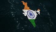 India Flag Opening on the Grunge Background with Technology Hud