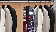 2 Pack Tie Rack for Closet, Premium Wooden Necktie Organizer Storage Tie/Belt Hanger, 360 Degree Swivel Space Saving Ties Holder for Men Hanging 40 Ties, Scarves Red