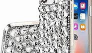 Gdrtwwh for iPhone 11 Bling Glitter Case,Luxury Shiny Diamond Crystal Rhinestone Handmade Protective Case Cover for Women (Silver)