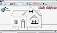 How to draw Home / House on computer | Simple Home Drawing on computer using Ms Paint Easily.