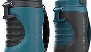 High Sierra, [2 PACK BPA FREE, 64 OZ Insulated Water Jug, [Silicone Spout – NO MORE TEETH BUMPS] Built-in Fence Anchor, Keeps Iced Water Cold for Hours, EXTRA LARGE Sports Bottle with 1.89L Capacity