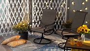 PHI VILLA Black Swivel Padded Textilene Metal Outdoor Dining Chair with Curve Arms (2-Pack) THD-E02GF115