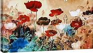 Wieco Art Blooming Poppies Extra Large Contemporary Colorful Flowers Pictures Paintings on Canvas Wall Art Modern Gallery Wrapped Floral Giclee Canvas Prints for Living Room Home Decorations XL