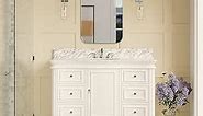 Katherine 48-inch Bathroom Vanity (White/Carrara): Includes White Cabinet with Authentic Italian Carrara Marble Countertop and White Ceramic Sink