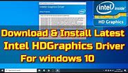 How To Download & Install Intel hd Graphics Driver For windows 10