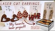 Cut And Engrave Wood Earrings with Wecreat Vision 20 Watt Laser / Laser Cutting for Beginners!