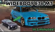 Building a BMW E36 M3 Widebody in 3 Minutes - Blender Tuning #1