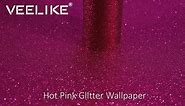 VEELIKE Hot Pink Glitter Wallpaper Peel and Stick for Bedroom Walls Removable Sparkle Pink Glitter Contact Paper 15.7''x354'' Self Adhesive Glitter Fabric Vinyl Roll for Cabinets Drawers Girl's Room