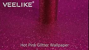 VEELIKE Hot Pink Glitter Wallpaper Peel and Stick for Bedroom Walls Removable Sparkle Pink Glitter Contact Paper 15.7''x354'' Self Adhesive Glitter Fabric Vinyl Roll for Cabinets Drawers Girl's Room