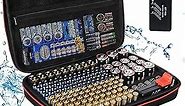 Battery Organizer Holder Storage Case with Tester,Waterproof Carrying Case Bag,Battery Vault Box for Garage Organization Holds 199+ Batteries AA AAA C D 9V (Batteries are Not Included)