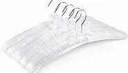 Amber Home 17 Inch Large White Satin Padded Hangers for Women Clothing 5 Pack, Anti Slip Cushioned Hangers for Sweaters, Silk Hangers Fancy Dress Hangers for Wedding, Delicate Cashmere