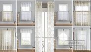 Pair of 2 30 (W) x 36 (L) Inch Gold Linen Lace Cafe Curtains (Tiers) with Flower Embroidery. Add Classic, Elegant Decoration to Kitchen, Dining Room or Small Window. FIO 30” x 36” Linen