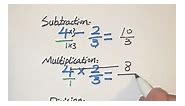 Adding & subtracting fractions | dividing & multiplying fractions #fraction #fractions #reels | MathMath