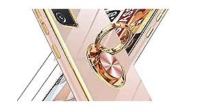 LeYi for Samsung Galaxy S20-FE-5G Case: S20FE/S 20FE Phone Case with Tempered Glass Screen Protector [2 Pack], Ring Holder Magnetic Kickstand, Plating Rose Gold Protective Case for Women Girls, Pink