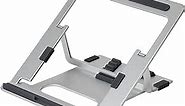 POUT E3 Angle - Adjustable Angled Ergonomic Laptop Stand Riser - Notebook Computer Holder Compatible w/MacBook Air Pro Dell HP & More 11"-17" Laptops - Foldable & Portable w/ 5 Angles (Silver)