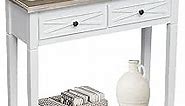 kinbor Entryway Table - White Console Table with 2 Drawers, Narrow Small Console Table with Storage Shelf for Entryway, Living Room, Hallway, White