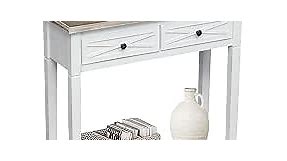 kinbor Entryway Table - White Console Table with 2 Drawers, Narrow Small Console Table with Storage Shelf for Entryway, Living Room, Hallway, White