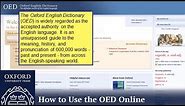 How to Use the Oxford English Dictionary Online | Oxford Academic