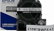 Epson LABELWORKS 218MTBWPX-4.9 Magnetic Tape Cartridge - Black on White Magnet Label Maker Tape - 3/4" (18MM) Wide, 4.9 ft, White
