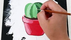 Quick & Easy Cactus Painting | Acrylic Painting Techniques