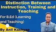 Distinction Between Instruction Training And Teaching|For B.Ed (Learning and Teaching)| Anil Kashyap