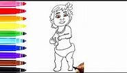 How to Draw Baby Moana | Easy and simple for kids | Drawing And Coloring Cartoon Character | Moana