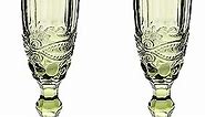 HPDEAR Vintage Champagne Flutes 5 oz Crystal Goblet Wine Glasses Colors, Set of 2 /Set of 4, Creative Vintage Color, Empaistic Glasses (Green-2,Set of 2)