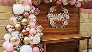 Diy Rose Gold Pink White Balloon Garland Arch 160PCS with Confetti Balloons Baby Shower Mother's Day Princess Birthday Engagement Bridal Shower Party Decoration (Pink White Rose Gold)