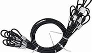 Bytiyar 10 pcs 20 inch (50cm) 3mm Thickness Stainless Steel Wire Cable with Loops Vinyl Cover Coated Short Rope Lanyard Lock Safety Tether Chains, Black