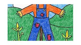 Easy How to Draw a Scarecrow Tutorial Video and Scarecrow Coloring Page