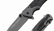 Folding Pocket Knife for Men & Women, 3.74 Inch Carbon Steel Switch Blade with Push Button, Pocket Clip Spring Assisted Tactical Knife, EDC Pocket Knives for Self Defense, Camping, Hunting, Outdoor.