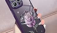 Fairy Rose for iPhone 14 Pro Max Case 6.7 Inch for Women Girls Built-in Glitter Camera Lens Protector Clear Shockproof Anti-Scratch Phone Cover with Purple Floral Pattern Design-Purple