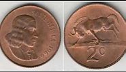 SOUTH AFRICA 1966 2C 2 Cents Coin VALUE - Black Wildebeest