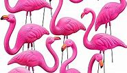 JOYIN 10 Pack Small Yard Flamingos Ornament Stakes, Mini Pink Flamingo Yard Decorations, Mini Lawn Plastic Flamingo Statue with Rubber Coating Metal Legs for Outdoor, Garden, Luau Party Gift (3-10IN)