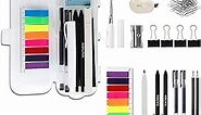 123 Pcs Office Supplies Kit with Desk Organizers, Office Stationery Set, Mini Office Supply Kit Includes Stapler, Paper Clips, Push Pins, Highlighters for Desktop Accessories Set, School Supplies