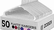 Clothes Hangers - White, Plastic Hangers 50 Pack for Shirts, Dresses, and Pants - Durable, Flexible Plastic Clothing Hangers