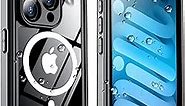 Temdan Magnetic for iPhone 15 Pro Max Case Waterproof,Built-in Screen Protector [IP68 Underwater][15FT Military Dropproof][Compatible with MagSafe] Full-Body Shockproof 15 Pro Max Case 6.7''Black