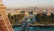 Aerial View of the Eiffel Tower and Paris Skyline with the River Seine in the Foreground