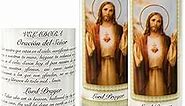 Catholic Prayer Candles - Set Of 2 Religious Candles - Real Wax (White Poured, Unscented) Candles - Extra Long Burn Time - Prayer Printed On Each Candle - Church Vigil Devotional [BUNDLE, 2 Pcs.]