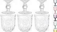 Yungala Vintage Wine Glasses Set of 6 - Glass Goblets - Water Goblets or Wine Goblets or Cocktails - Fancy Wine Glasses, Cute Wine Glasses with Sunflower Embossed Design