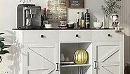 White Coffee Bar Cabinet, 54" Kitchen Buffet Storage Cabinet with Doors and Drawers, Farmhouse Sideboard Buffet Table Coffee Bar Cabinet for Dining Room Living Room, Antique White