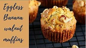 Eggless Banana Walnut Muffin. This easy Vegan muffin recipe comes together in minutes!